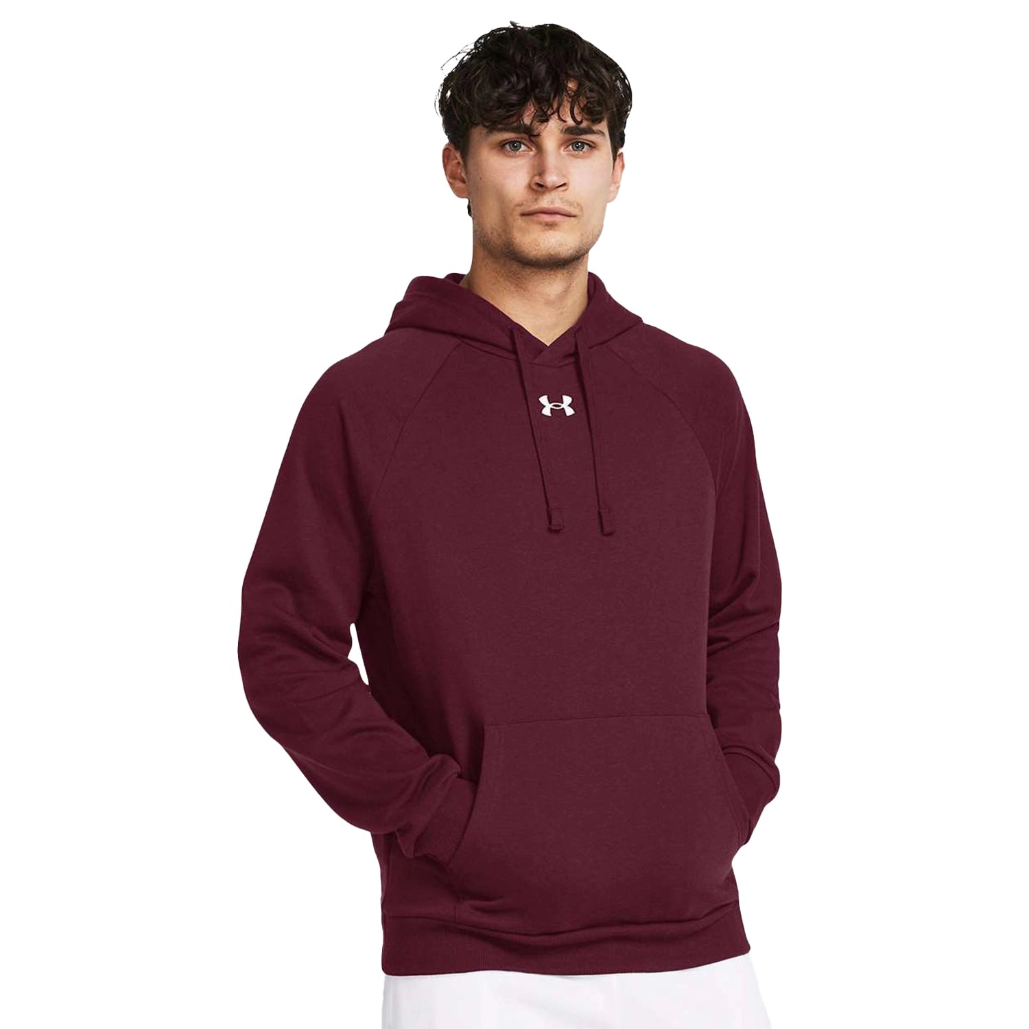 Under Armour - Rival Fleece Hooded Sweatshirt Decorated - Maroon/White