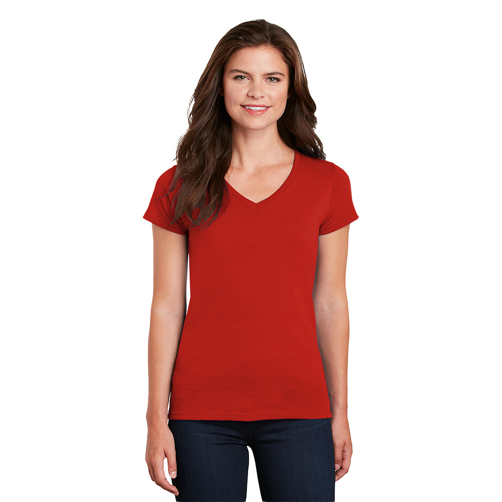 Gildan Women's Heavy Cotton 100% Cotton V-Neck T-Shirt Decorated in Royal Blue