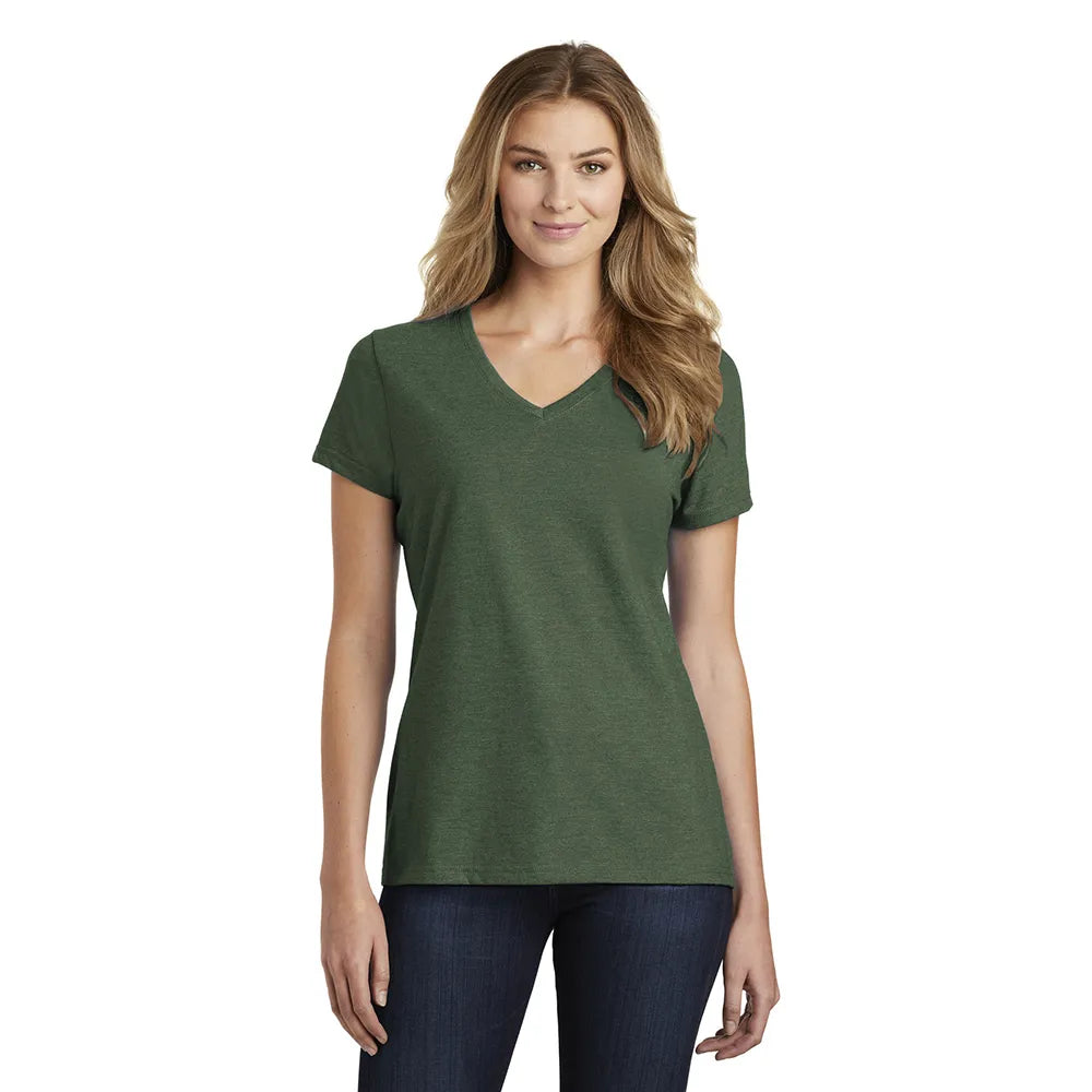 Port & Company Women's Fan Favorite Blend V-Neck Tee Decorated in Jet Black