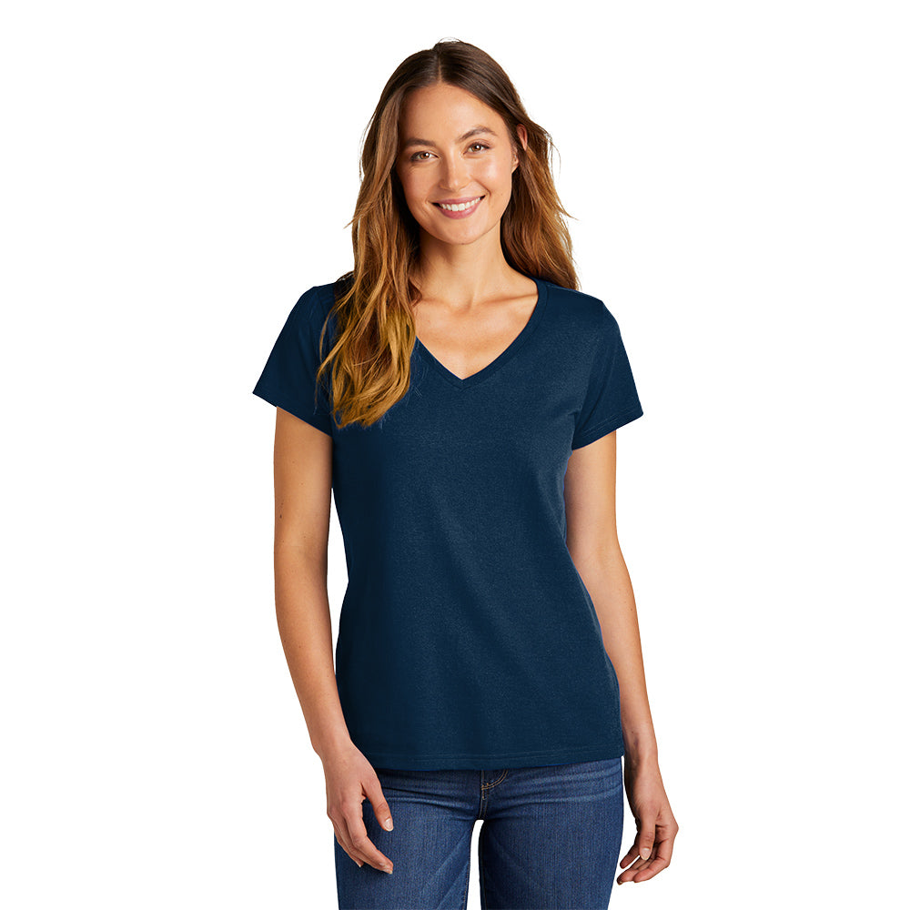 District Women’s The Concert Tee V-Neck Decorated in New Red