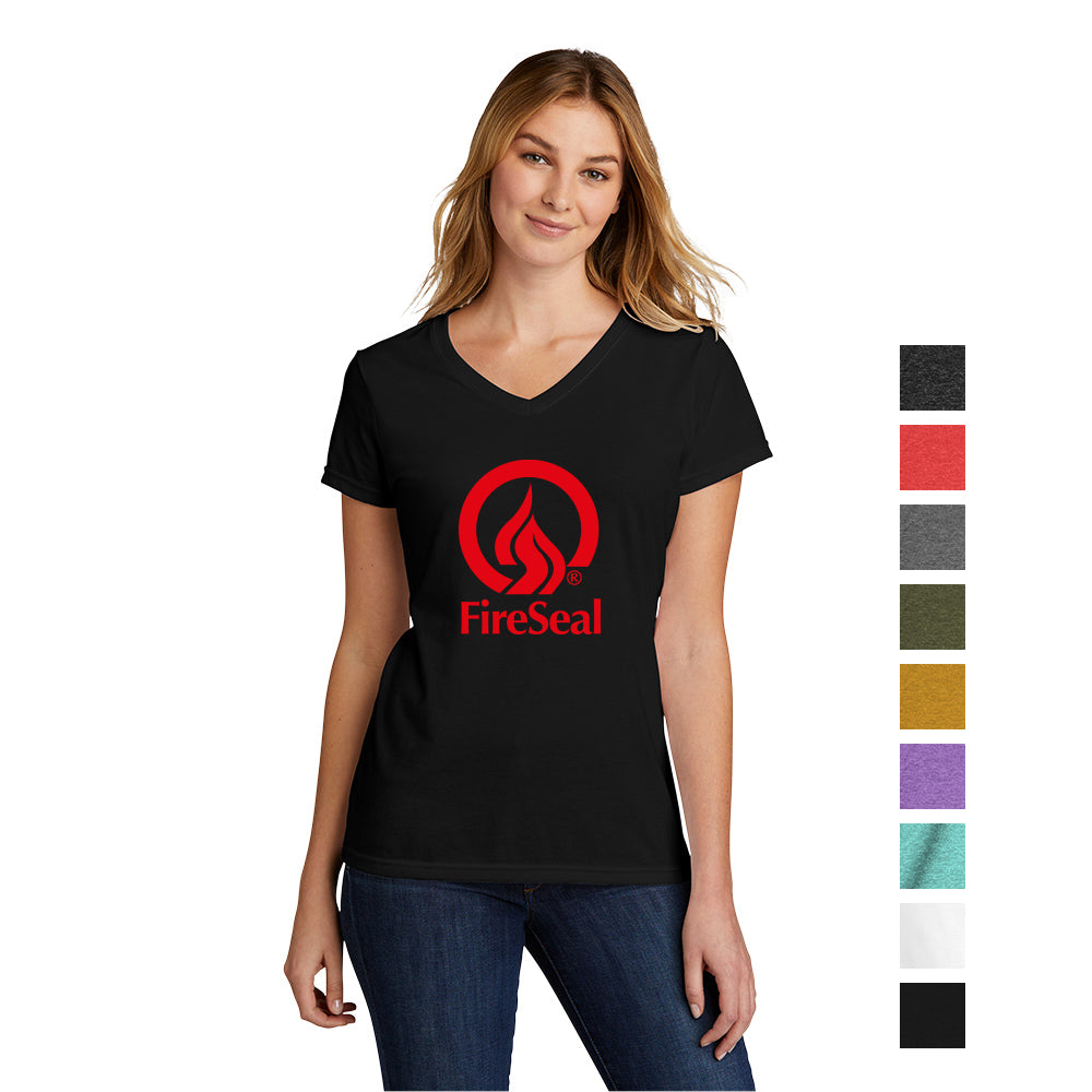 Port & Company Women's Tri-Blend V-Neck Tee Decorated in Black