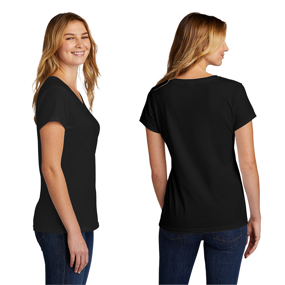 Port & Company Women's Tri-Blend V-Neck Tee Decorated in Black Heather