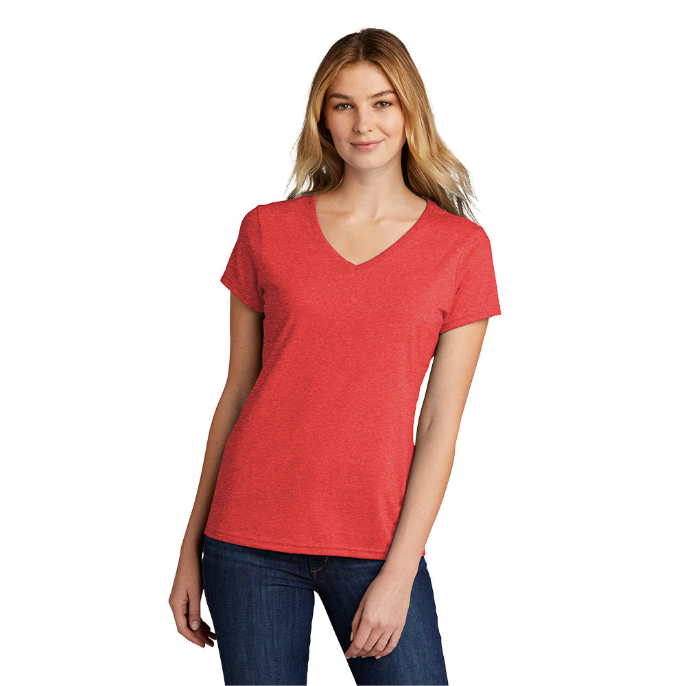Port & Company Women's Tri-Blend V-Neck Tee Decorated in Graphite Grey Heather
