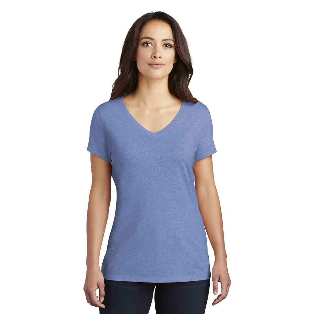 District Women’s Perfect Tri V-Neck Tee Decorated - Maroon Red Frost