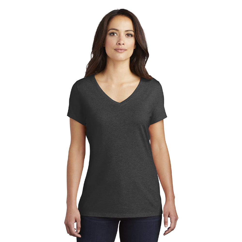 District Women’s Perfect Tri V-Neck Tee Decorated - Blush Red Frost