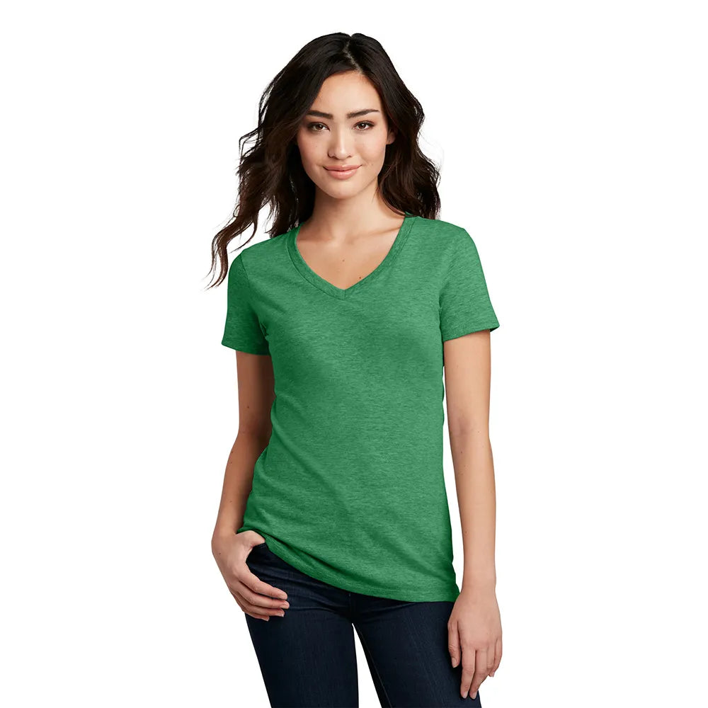 District Women’s Perfect Blend CVC V-Neck Tee Decorated - Heathered Lavender Purple