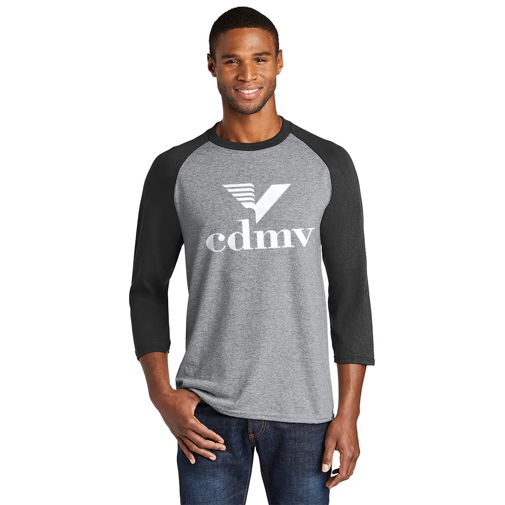 Port & Company Core Blend 3/4-Sleeve Raglan Tee Decorated - Athletic Heather Grey/Jet Black