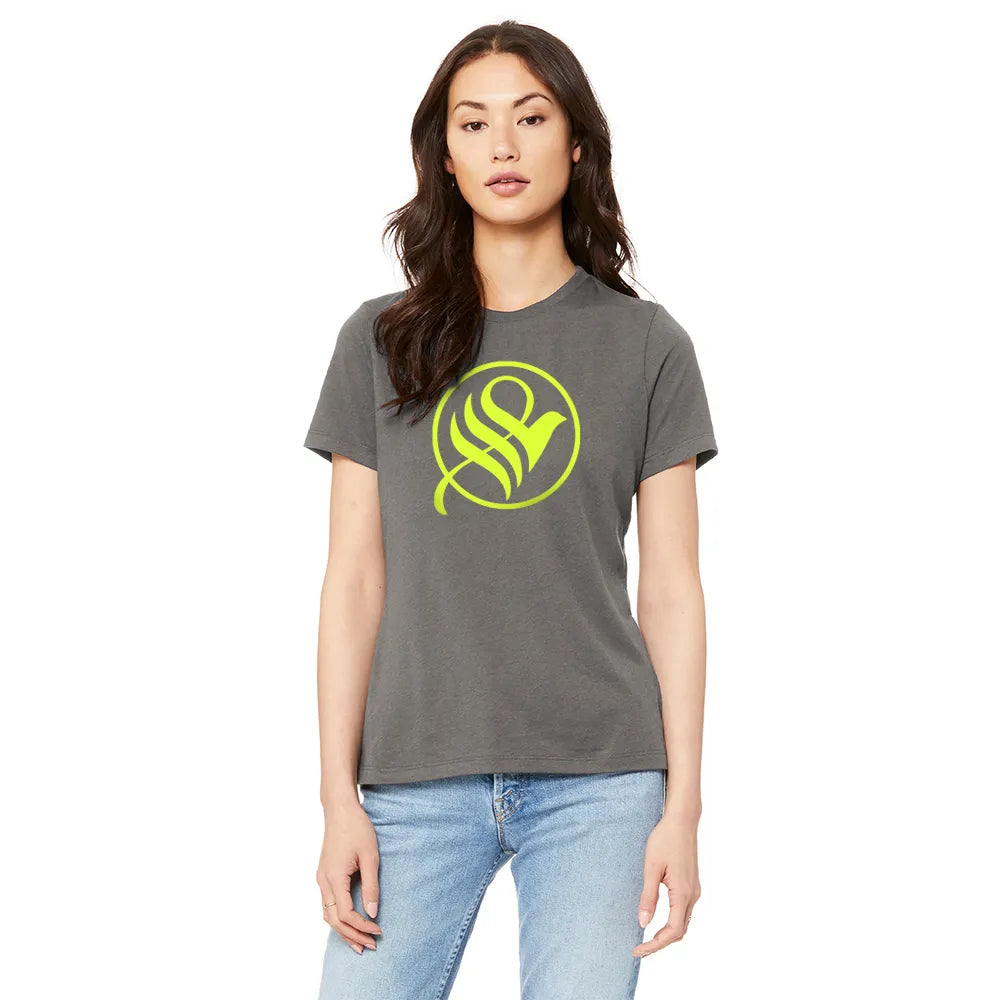 BELLA+CANVAS Women’s Relaxed Jersey Short Sleeve Tee Decorated - Asphalt Brown
