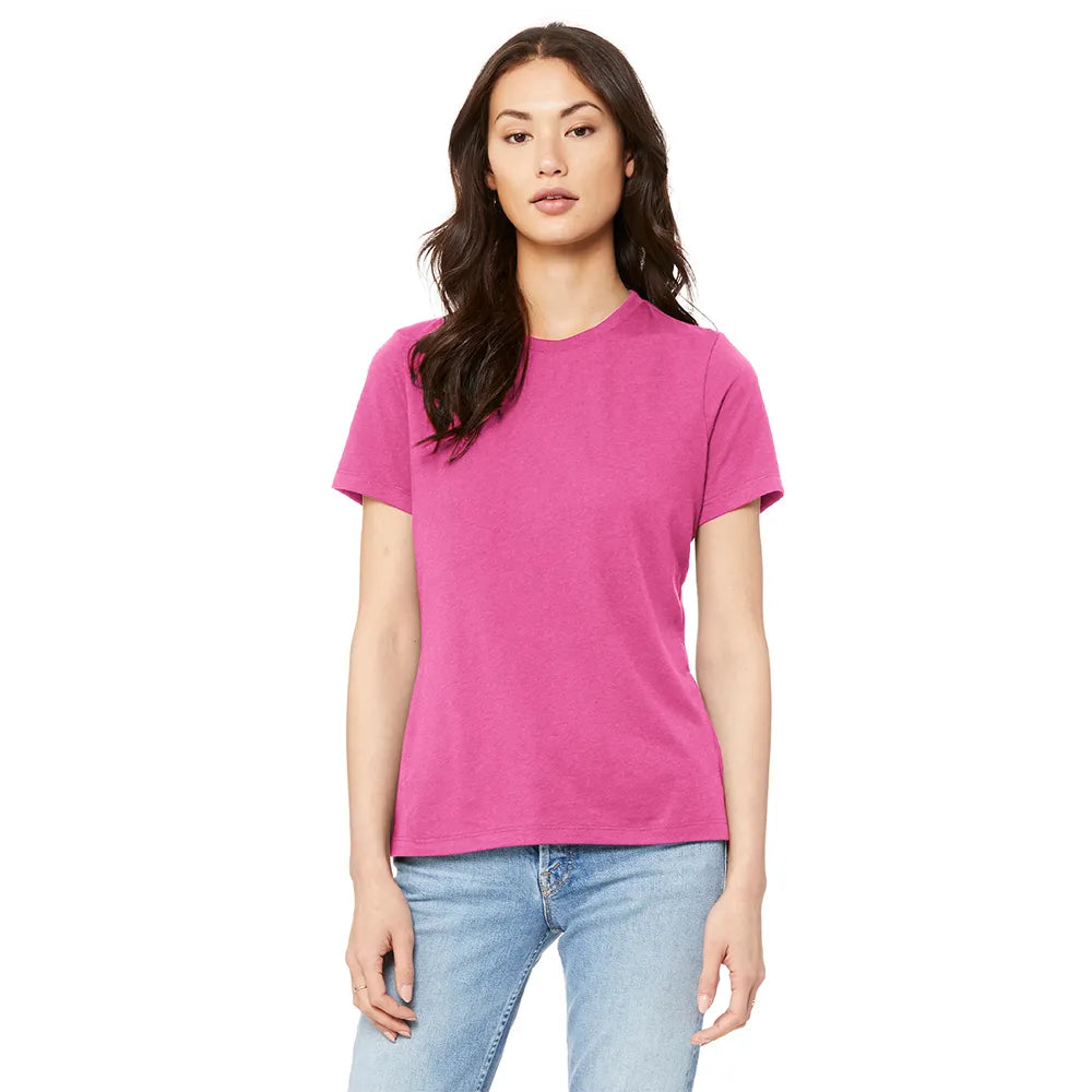 BELLA+CANVAS Women’s Relaxed Jersey Short Sleeve Tee Decorated - Charity Pink