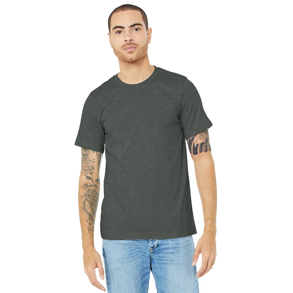 BELLA+CANVAS Unisex Heather CVC Short Sleeve Tee Decorated - Deep Grey Heather