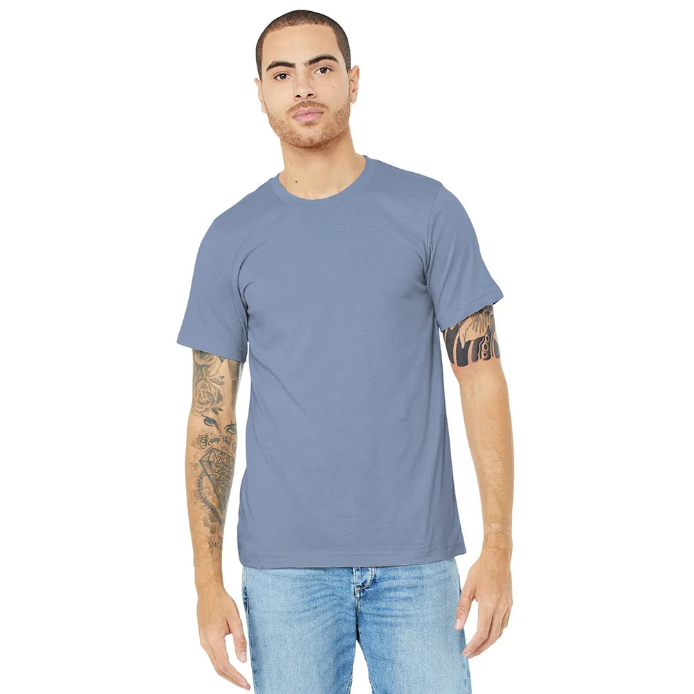 BELLA+CANVAS Unisex Heather CVC Short Sleeve Tee Decorated - Heather Blue