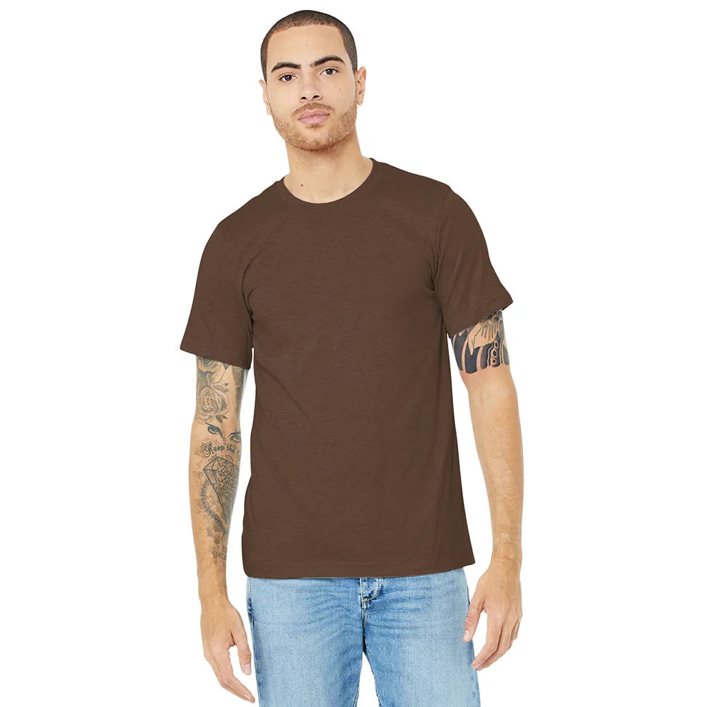 BELLA+CANVAS Unisex Heather CVC Short Sleeve Tee Decorated - Heather Brown