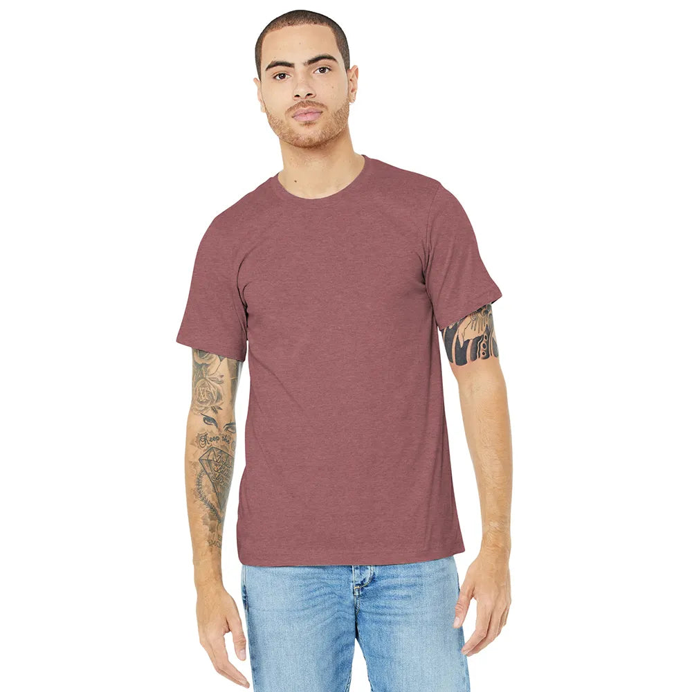 BELLA+CANVAS Unisex Heather CVC Short Sleeve Tee Decorated - Heather Mauve Red
