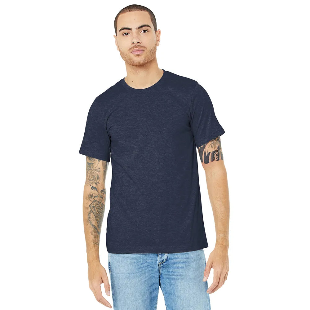 BELLA+CANVAS Unisex Heather CVC Short Sleeve Tee Decorated - Heather Midnight Navy Blue