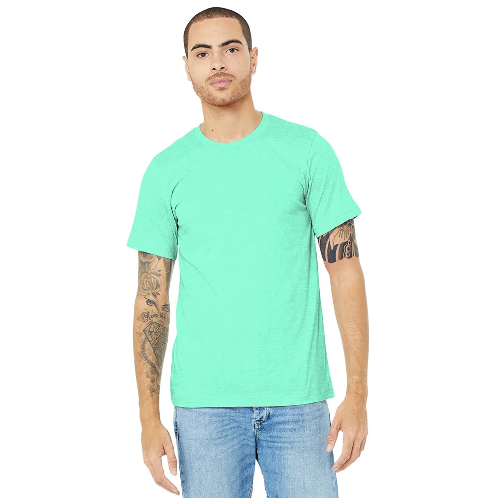 BELLA+CANVAS Unisex Heather CVC Short Sleeve Tee Decorated - Heather Mint Green
