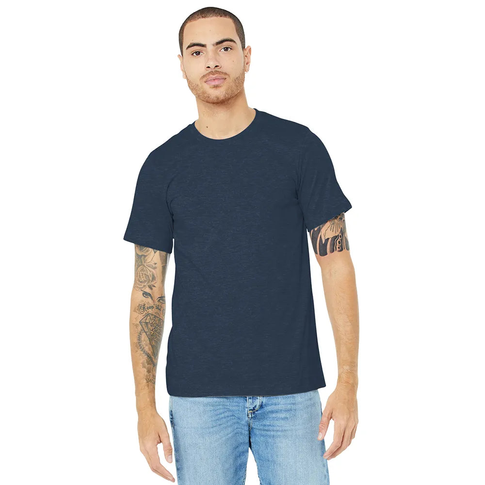 BELLA+CANVAS Unisex Heather CVC Short Sleeve Tee Decorated - Heather Navy Blue