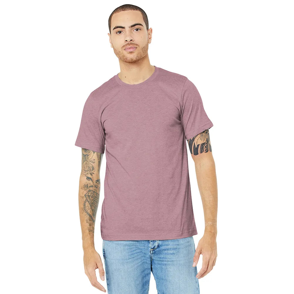 BELLA+CANVAS Unisex Heather CVC Short Sleeve Tee Decorated - Heather Orchid Purple