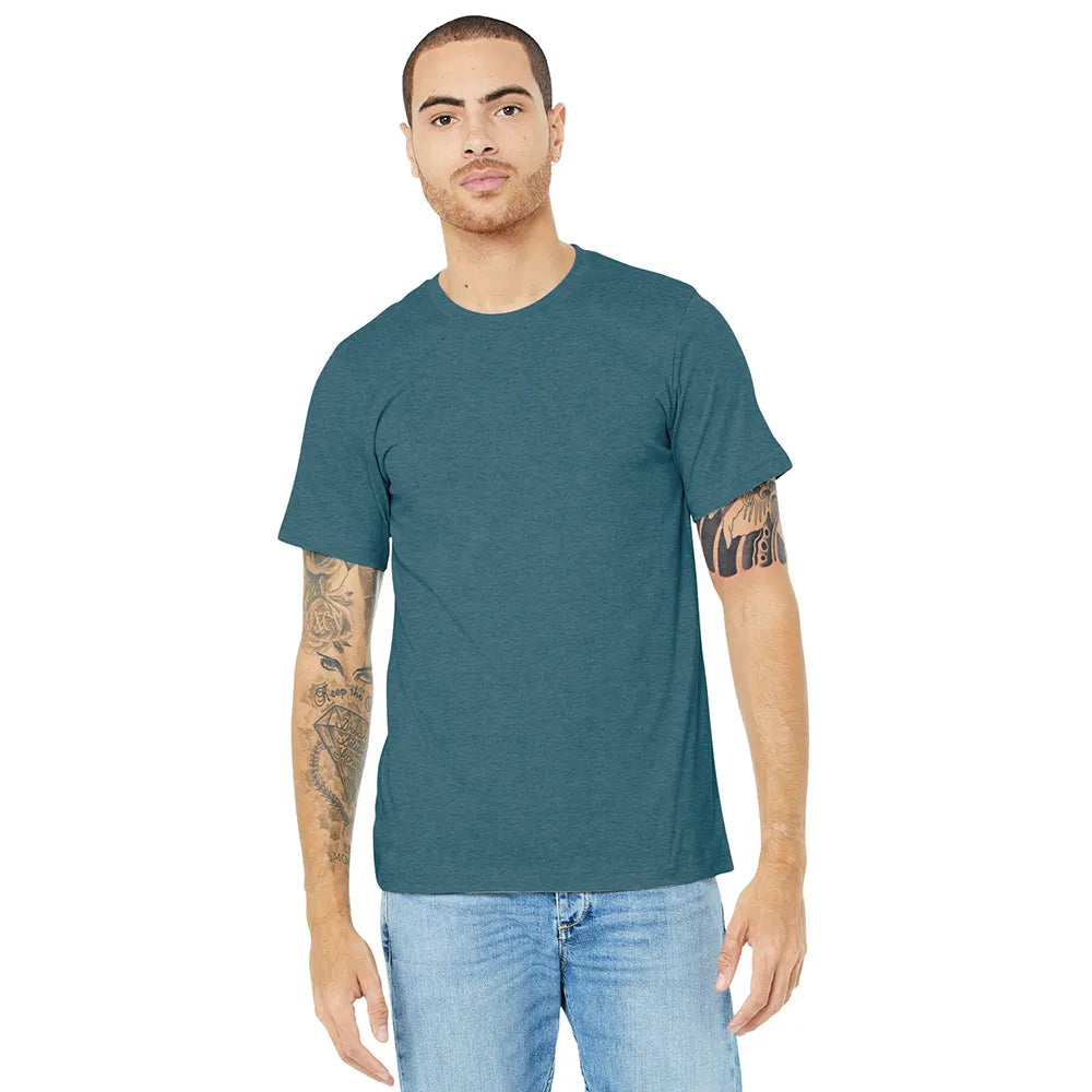BELLA+CANVAS Unisex Heather CVC Short Sleeve Tee Decorated - Heather Slate Blue