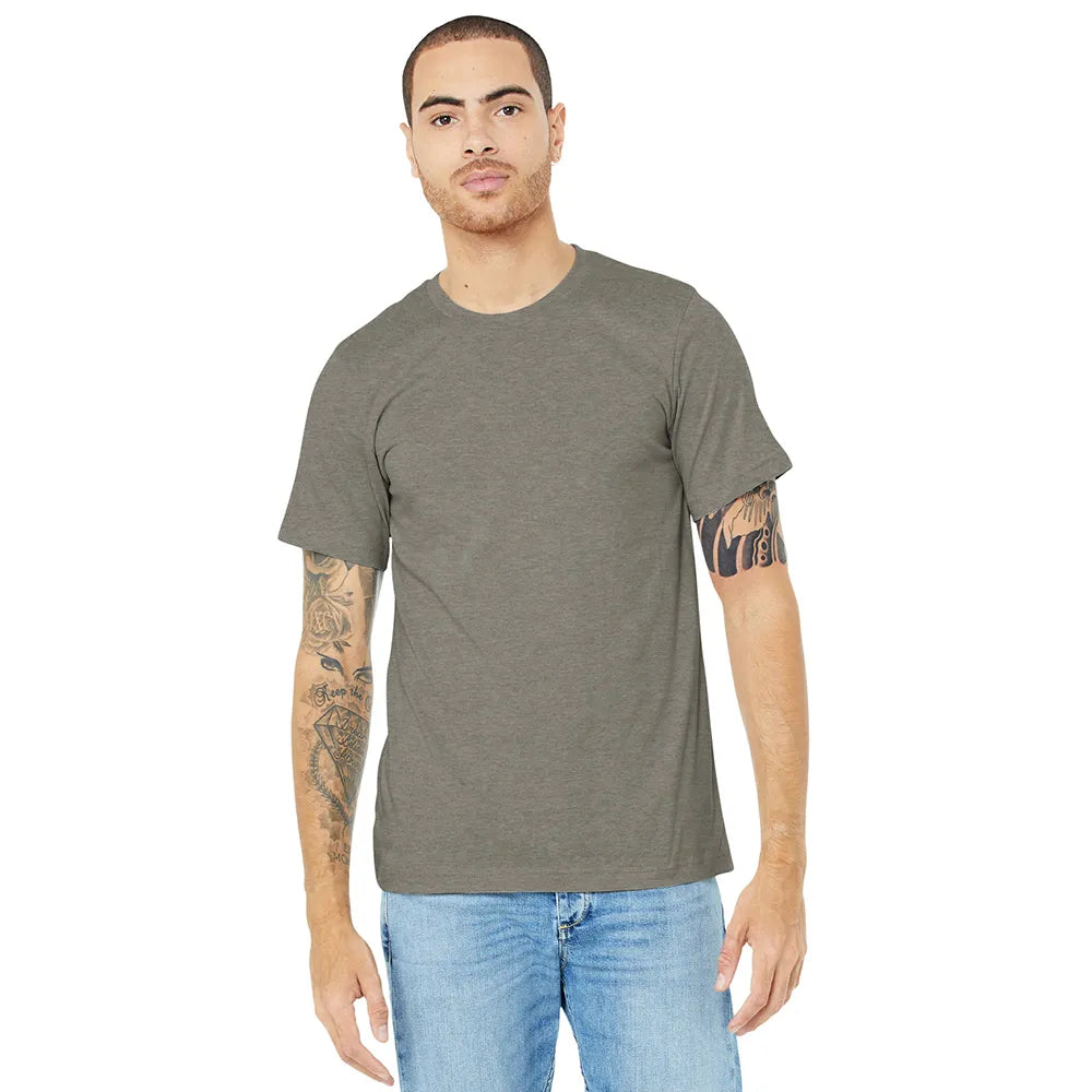 BELLA+CANVAS Unisex Heather CVC Short Sleeve Tee Decorated - Heather Stone Grey