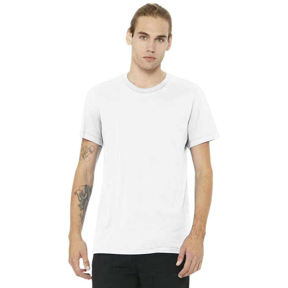 BELLA+CANVAS Unisex Heather CVC Short Sleeve Tee Decorated - Solid White Blend