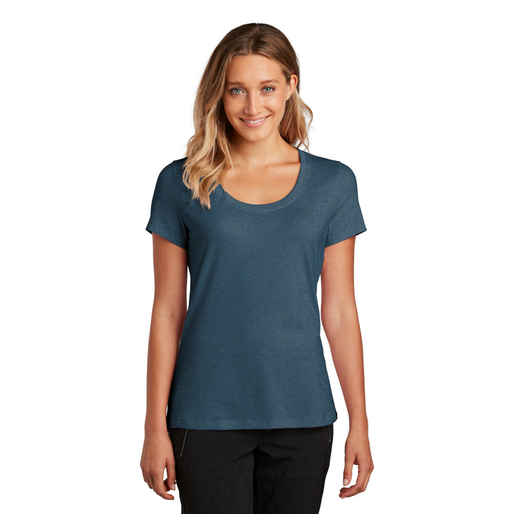 District Women’s Flex Scoop Neck Tee Decorated - Heathered Neptune Blue