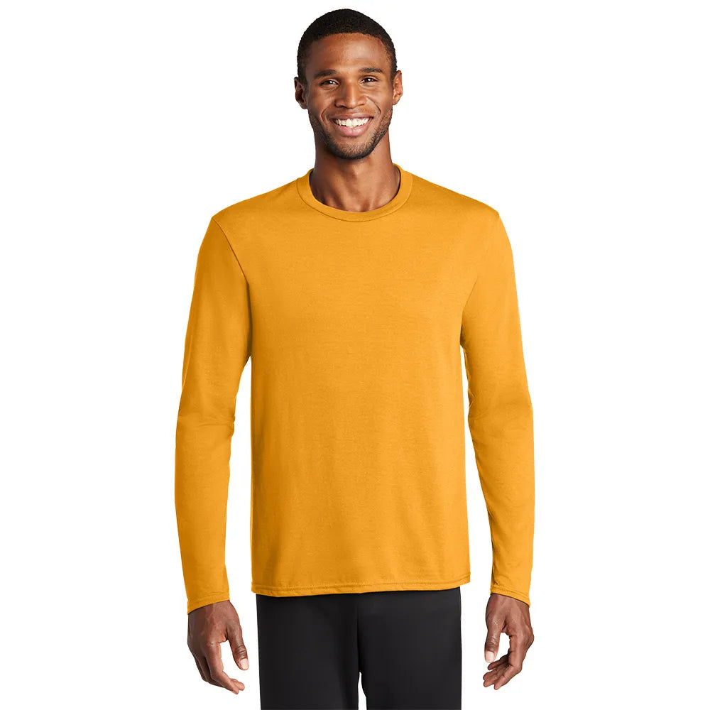Port & Company Long Sleeve Performance Blend Tee Decorated - Gold