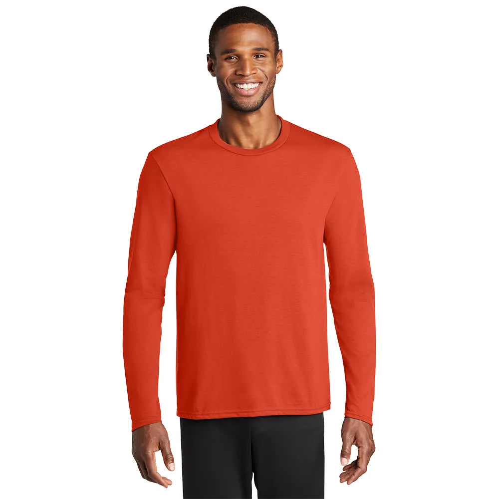 Port & Company Long Sleeve Performance Blend Tee Decorated - Orange