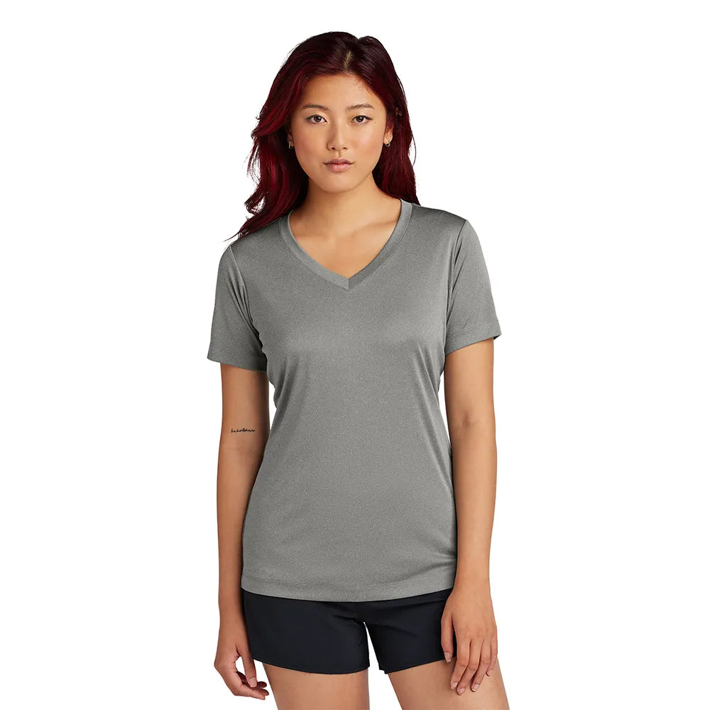Sport-Tek Women's PosiCharge Competitor V-Neck Tee Decorated - Grey Concrete Heather