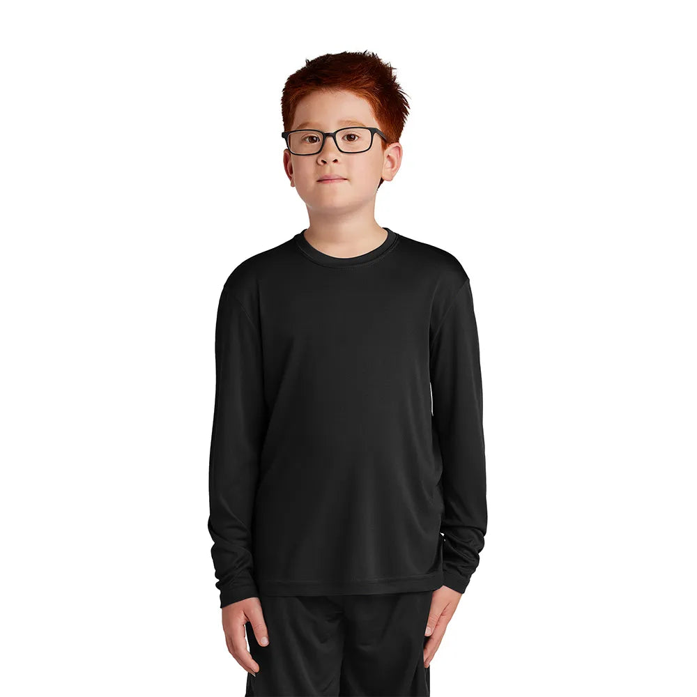 Sport-Tek Youth Long Sleeve PosiCharge Competitor Tee Decorated - Black (PMS BLACK C)