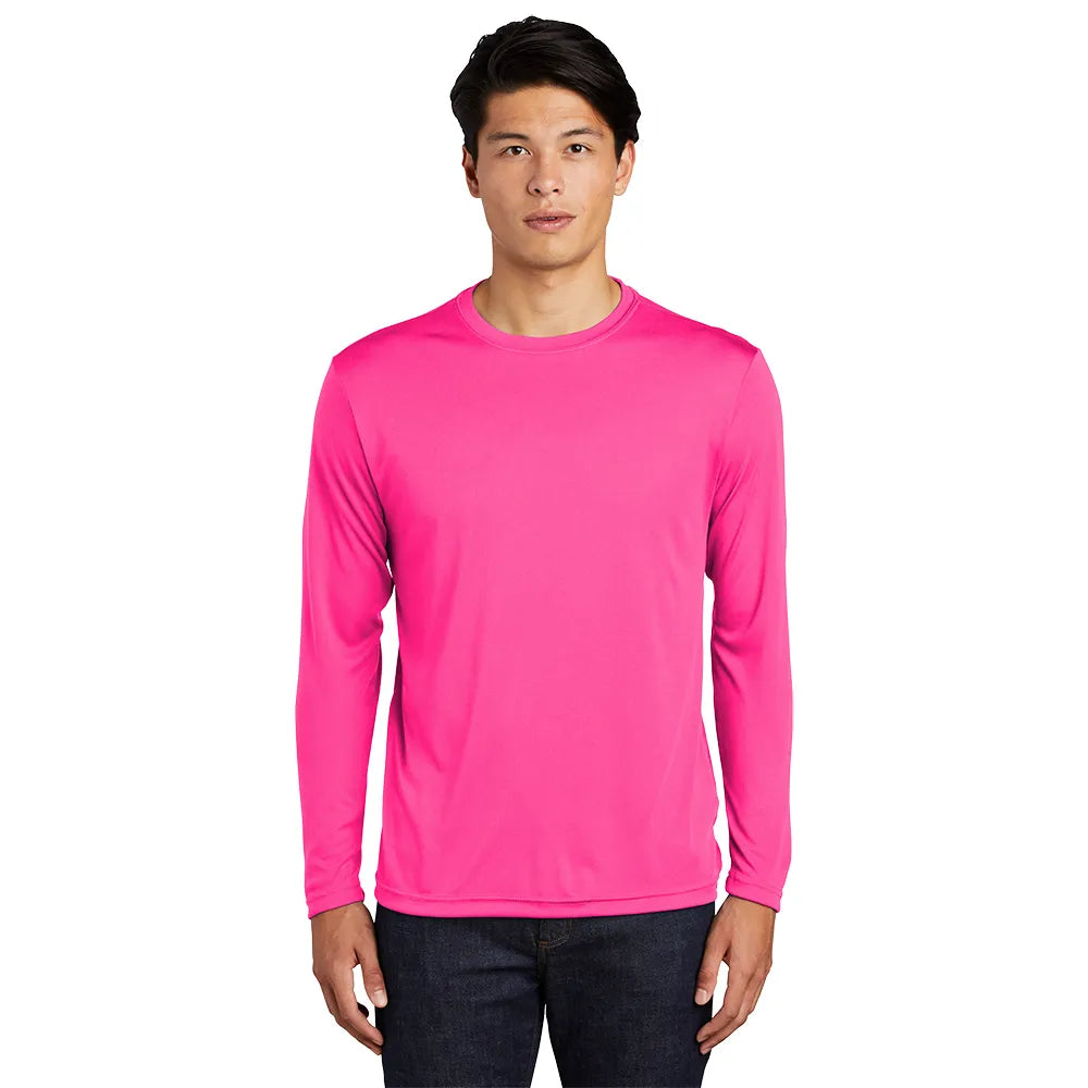 Sport-Tek Long Sleeve PosiCharge Competitor Tee Decorated - Neon Pink