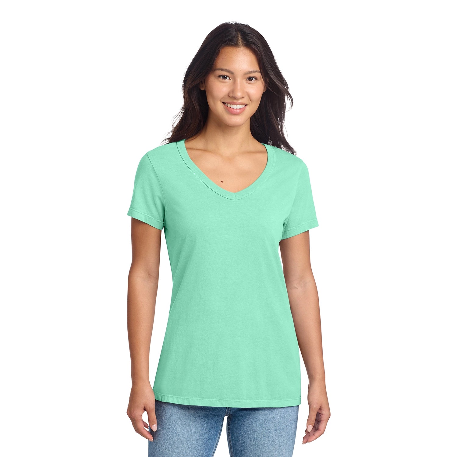 Port & Co Decorated Women's Beach Wash GarmentDyed VNeck Tee