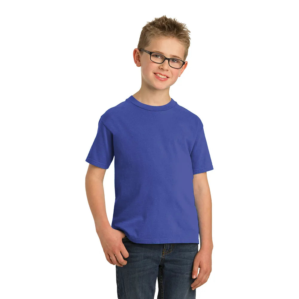 Port & Company Youth Beach Wash Garment-Dye Tee Decorated - Tidal Wave Blue (PMS 2198C)