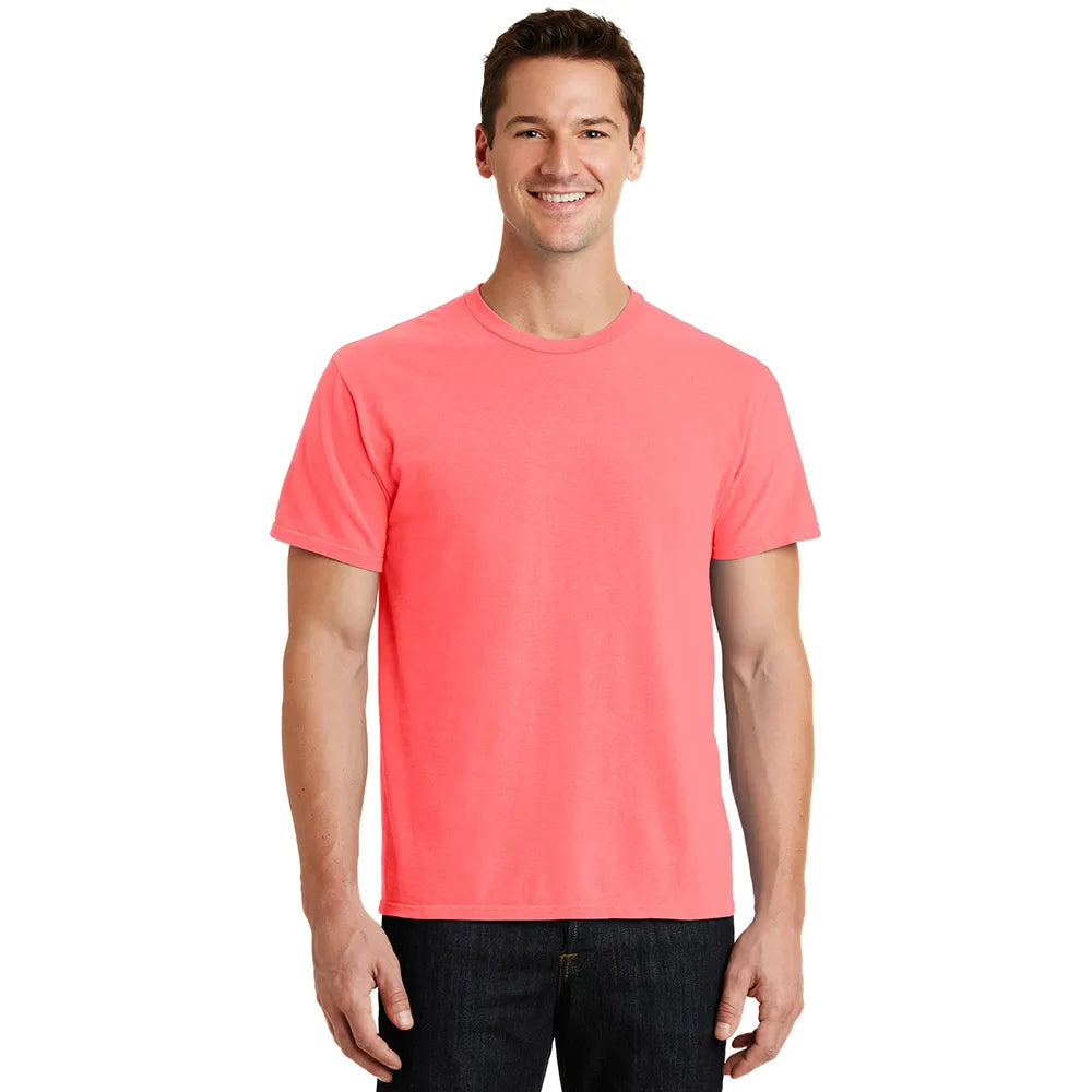 Port & Company Beach Wash Garment-Dyed Tee Decorated - Neon Coral Pink