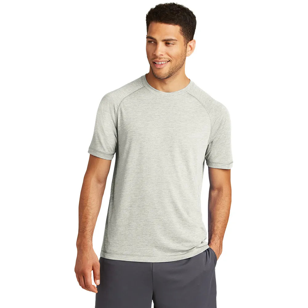 Sport-Tek PosiCharge Tri-Blend Wicking Raglan Tee Decorated - Light Grey Heather (PMS COOL GRAY 5C)