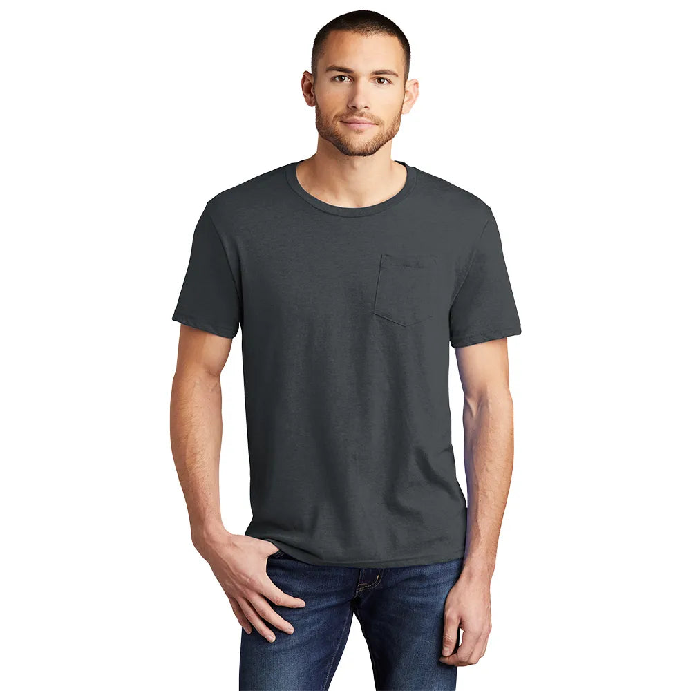 District Very Important Tee with Pocket Decorated - Charcoal Grey (PMS 7540C)