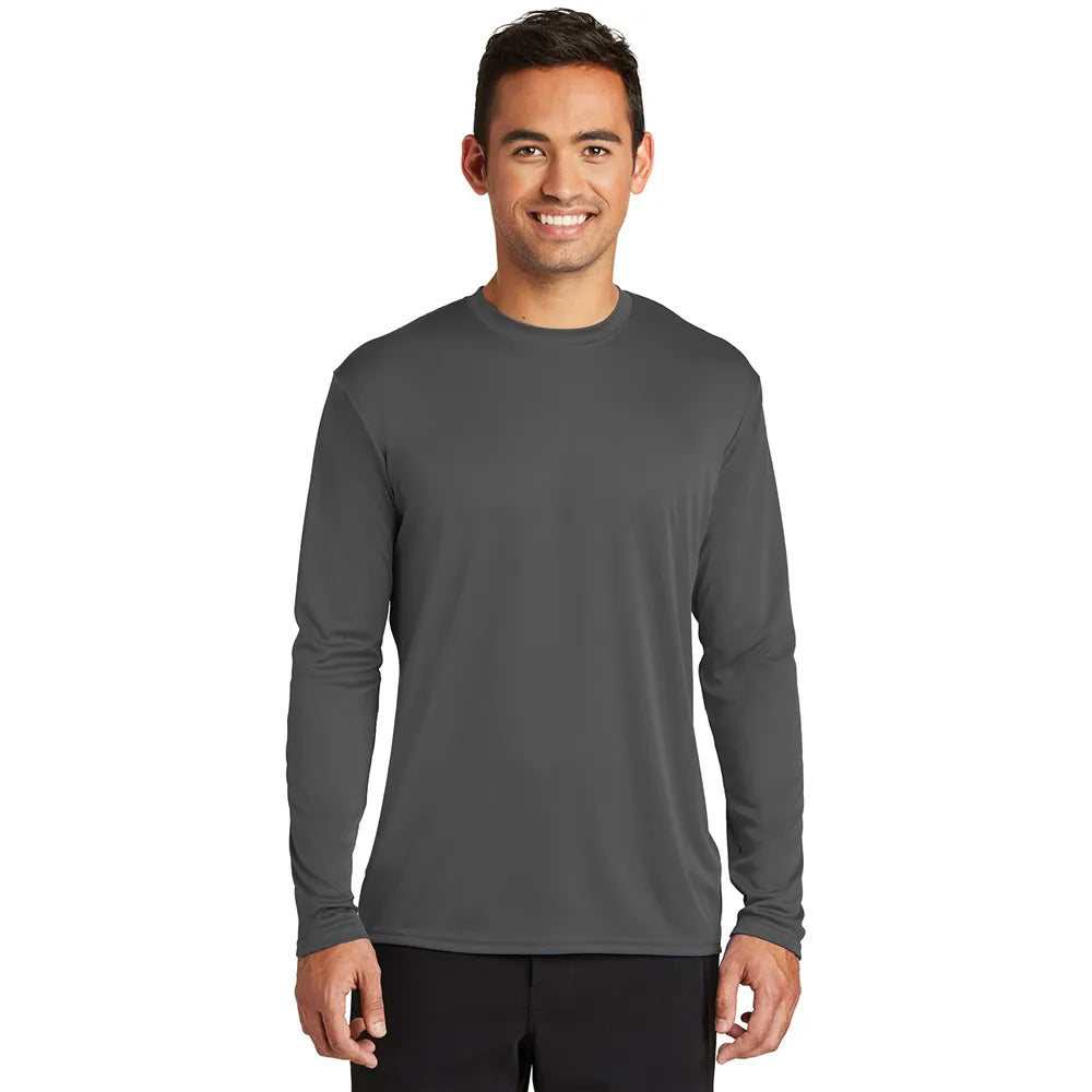 Port & Company Long Sleeve Performance Tee Decorated - Charcoal Grey (PMS 4294C)