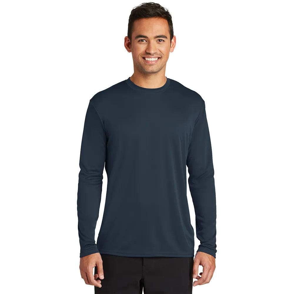 Port & Company Long Sleeve Performance Tee Decorated - Deep Navy Blue (PMS 532C)