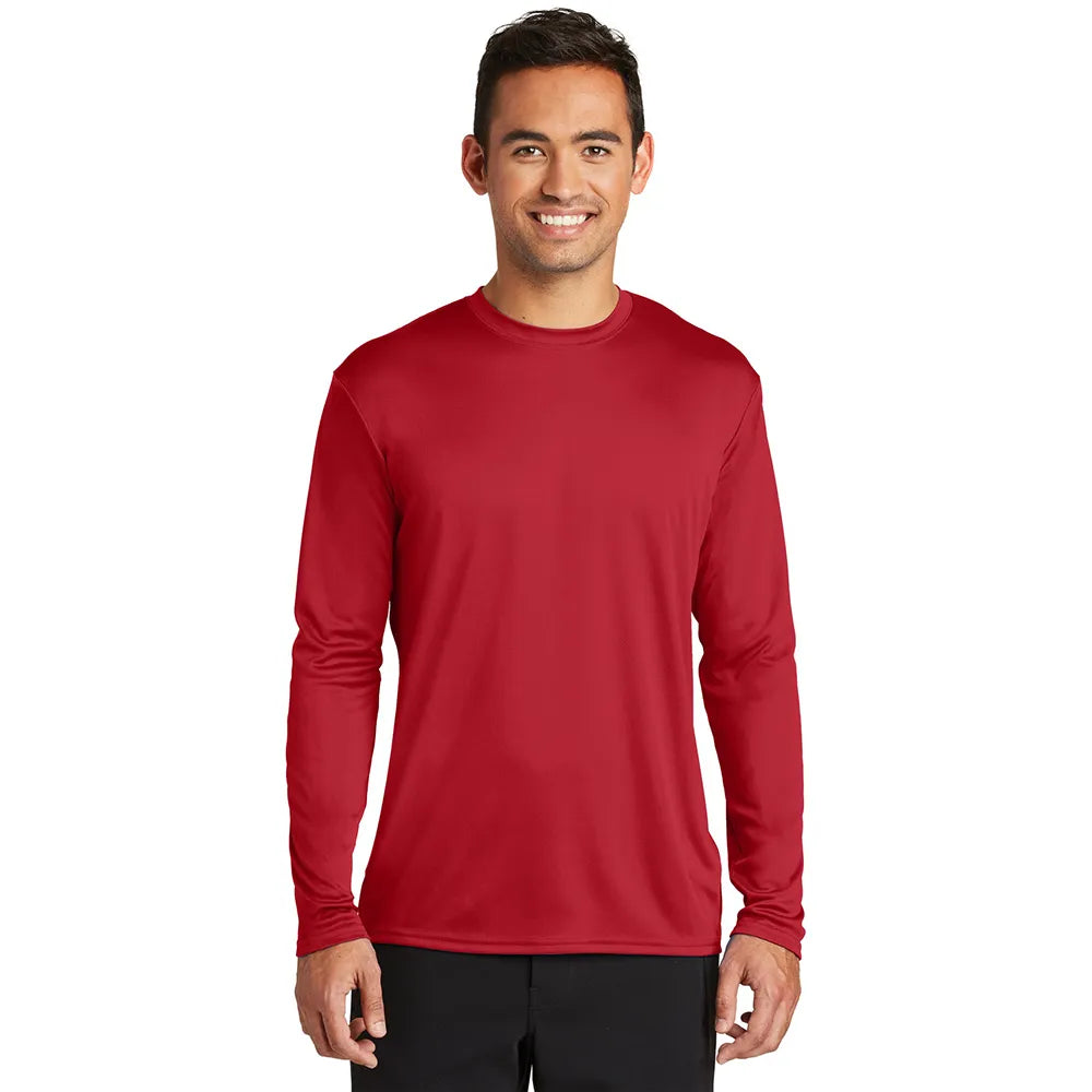 Port & Company Long Sleeve Performance Tee Decorated - Red (PMS 200C)