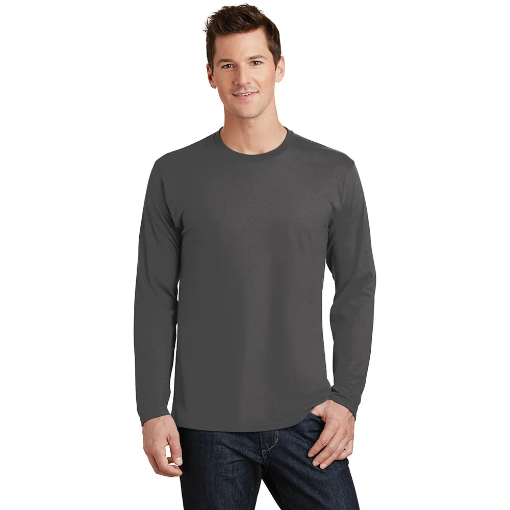 Port & Company Long Sleeve Fan Favorite Tee Decorated - Charcoal Grey