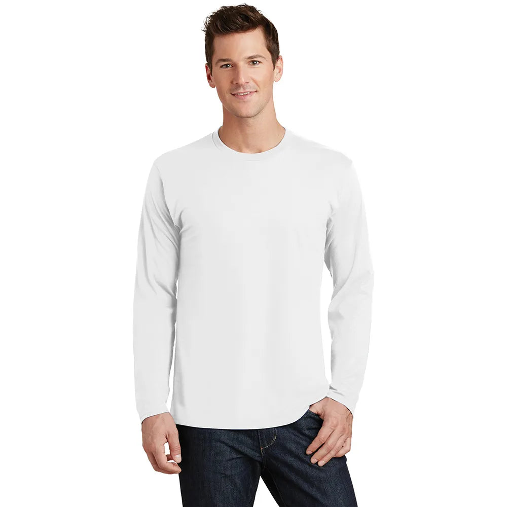 Port & Company Long Sleeve Fan Favorite Tee Decorated - White
