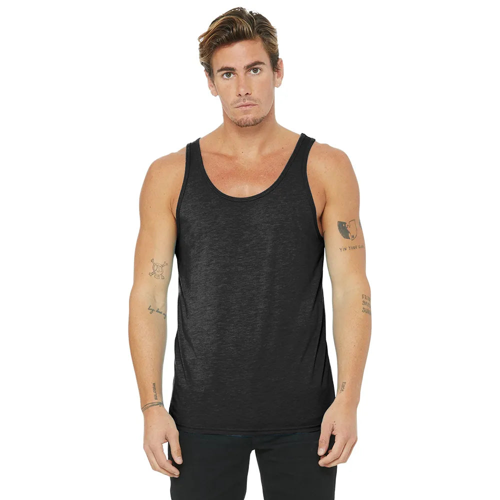 BELLA+CANVAS Unisex Jersey Tank Decorated - Charcoal Grey-Black Triblend