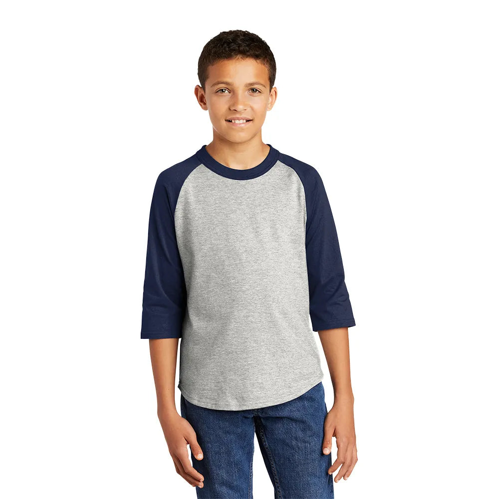 Sport-Tek Youth Colorblock Raglan Jersey Decorated - White/Royal Blue (PMS 654C)