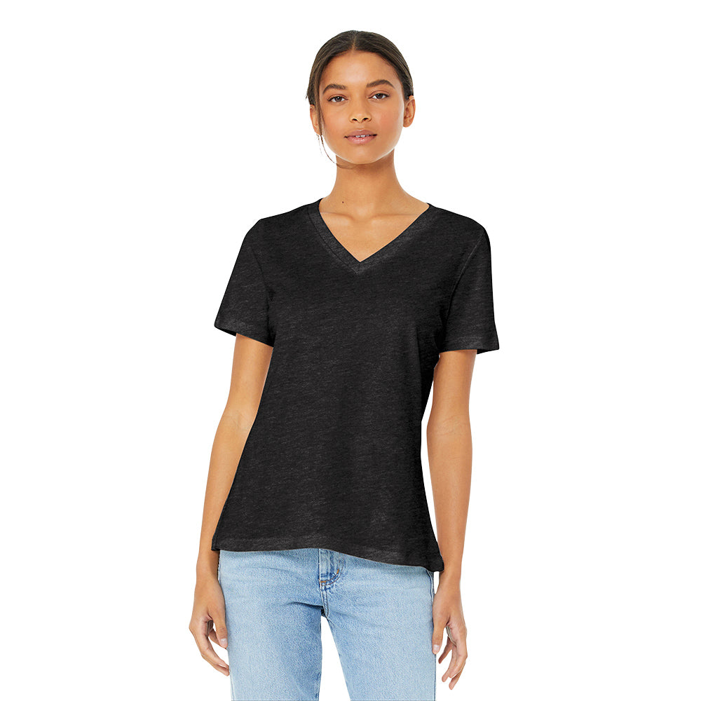 BELLA+CANVAS Women’s Relaxed Jersey Short Sleeve V-Neck Tee Decorated - Red