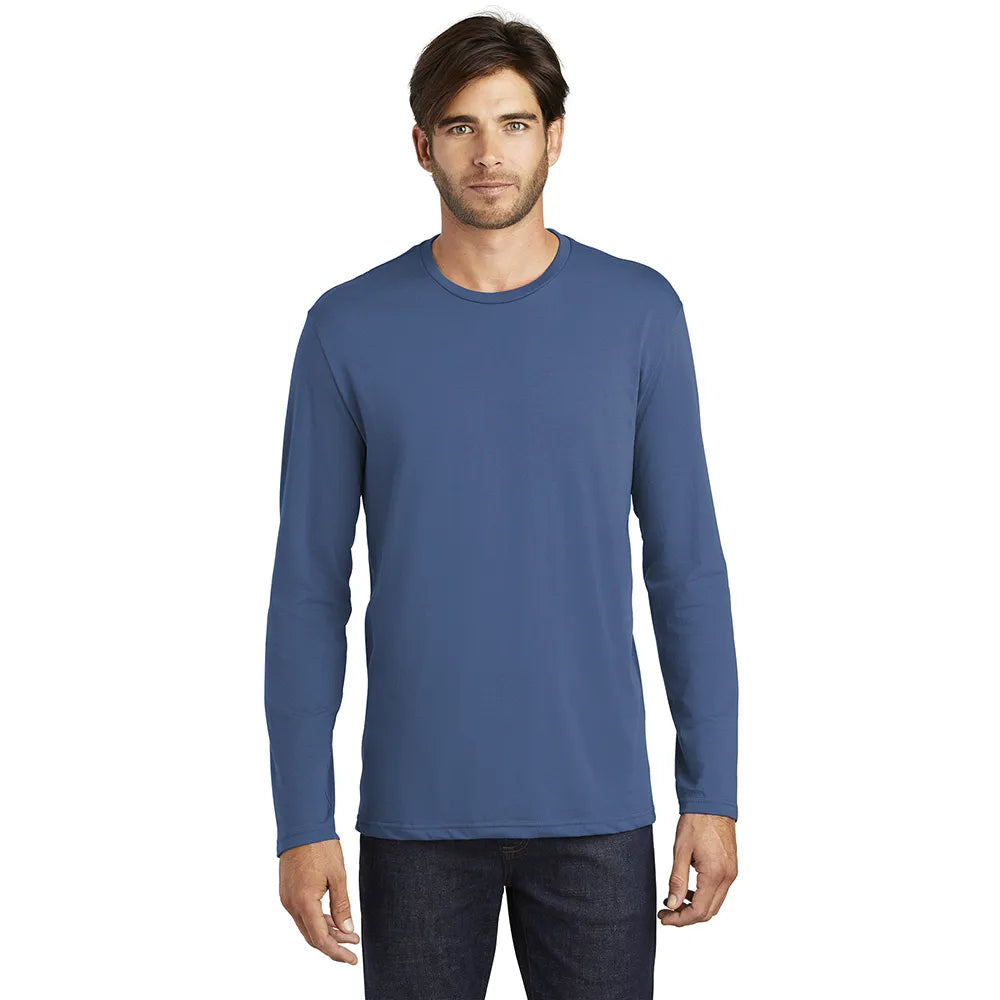 District Perfect Weight Long Sleeve Tee Decorated - Maritime Blue