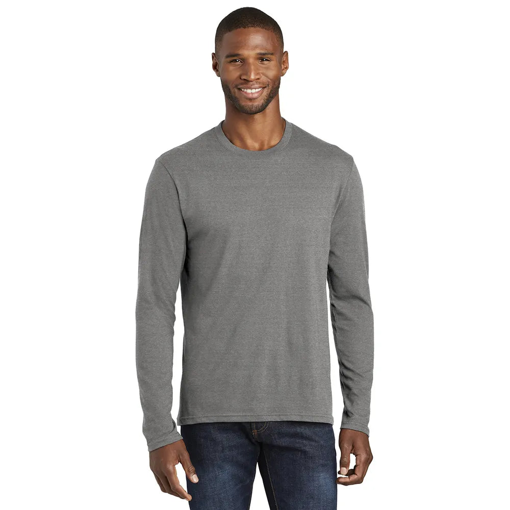 Port & Company Long Sleeve Fan Favorite Blend Tee Decorated - Graphite Grey Heather