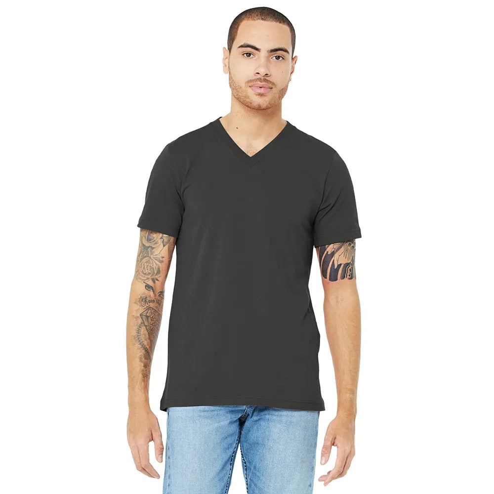BELLA+CANVAS Unisex Jersey Short Sleeve V-Neck Tee Decorated - Asphalt Grey