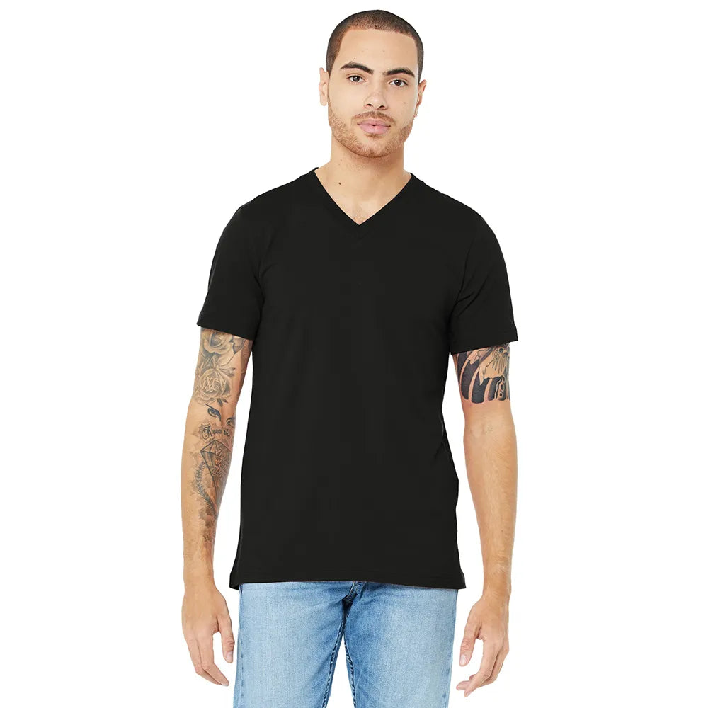 BELLA+CANVAS Unisex Jersey Short Sleeve V-Neck Tee Decorated - Black