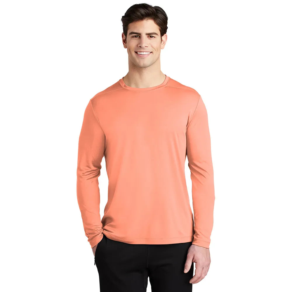 Sport-Tek Posi-UV Pro Long Sleeve Tee Decorated - Soft Coral Orange
