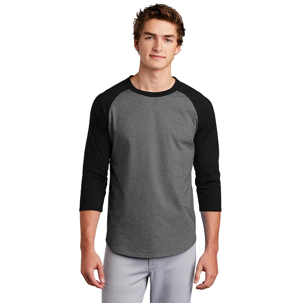 Sport-Tek Colorblock Raglan Jersey Decorated - Dark Heather Grey/Black