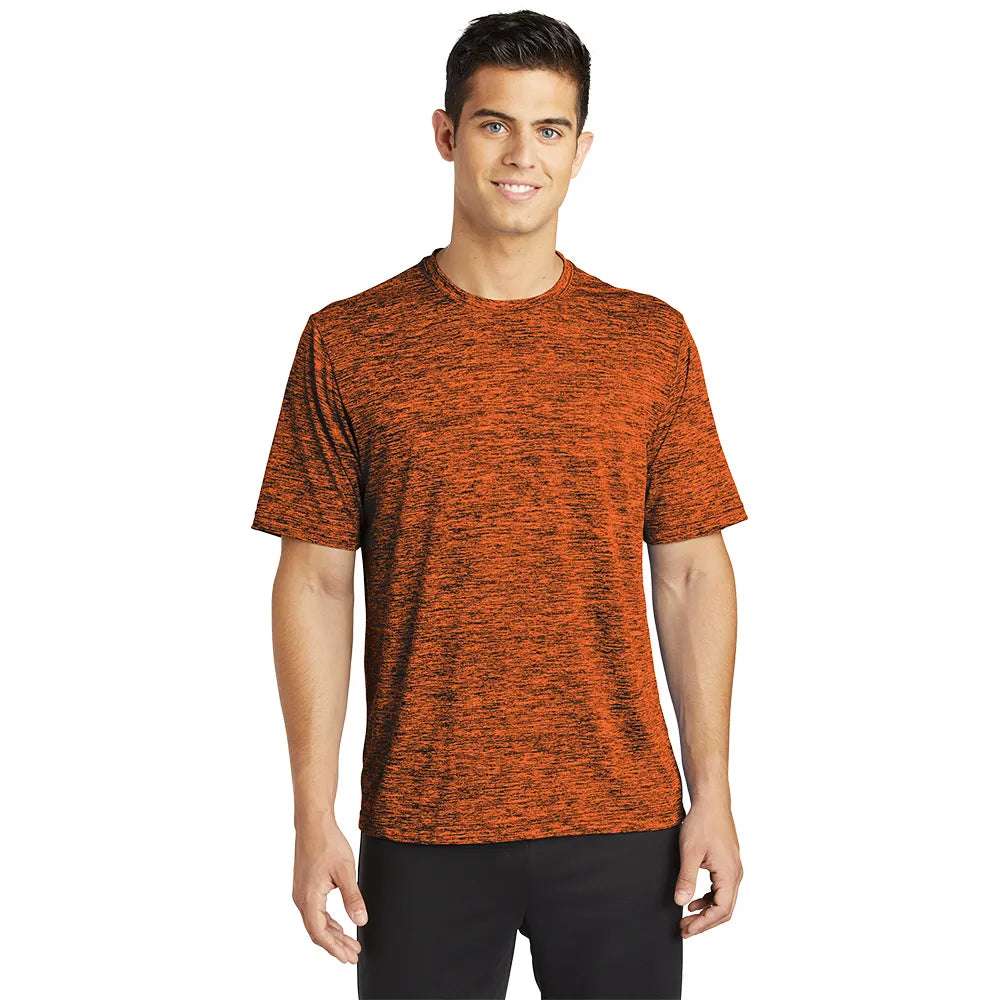 Sport-Tek PosiCharge Electric Heather Tee Decorated - Deep Orange-Black Electric